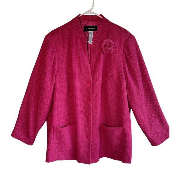 Sag Harbor Textured Jacket Pink Blazer Pockets Flower Size 24W - Picture 9 of 9
